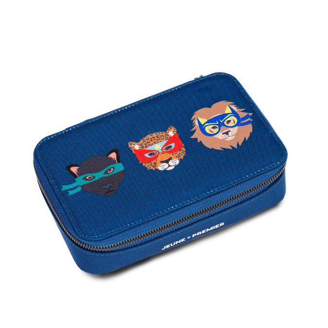 Jeune Premier Pencil Box Filled Supercats with superhero cat design and stationery inside