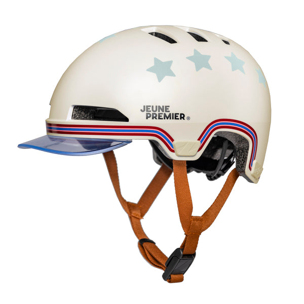 Fashionable Jeune Premier x Lazer bike helmet with KinetiCore technology for kids and teens. A new standard in unequalled safety and fashion is born!