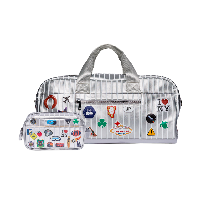 Jeune Premier Travel Set Jetsetter Silver – Caroline weekend bag and matching travel pouch, 25L, water-repellent recycled material