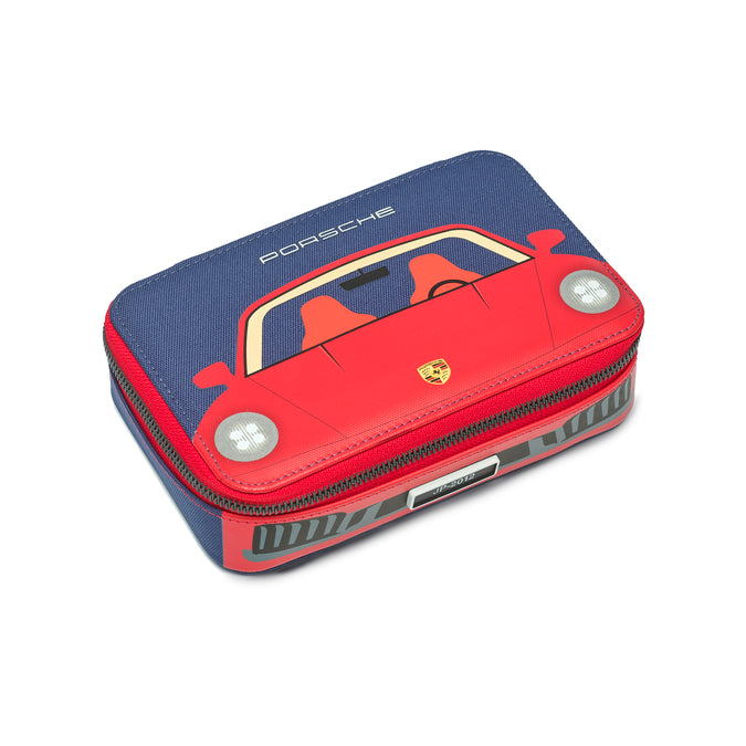 Porsche filled pencil case closed view - premium sports car design with Porsche branding by Jeune Premier