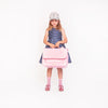 Girl wearing Jeune Premier It Bag Midi Blush school bag, age 6 to 8