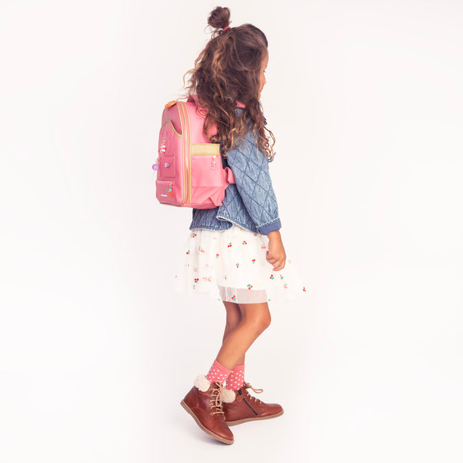 Ralphie Candy backpack by Jeune Premier, a pink toddler backpack for girls starting daycare or preschool