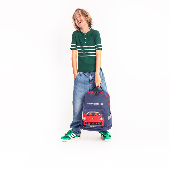 Boy wearing Jeune Premier New Bobbie backpack Porsche