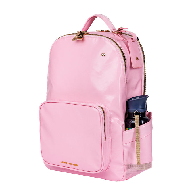Side water bottle holder on Jeune Premier New Bobbie Blush school backpack