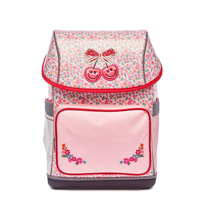 Ergomaxx Set Berry Cute for girls with ergonomic school backpack, city bag, pencil case and filled pencil case in floral pink cherry design