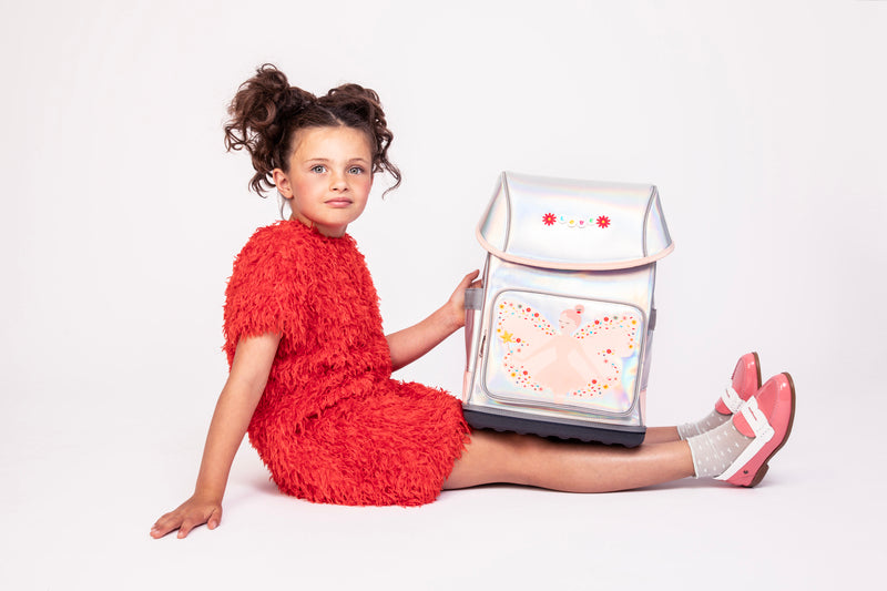 Metallic Ergomaxx Magic Elf ergonomic backpack by Jeune Premier with fairy illustration for girls from first grade