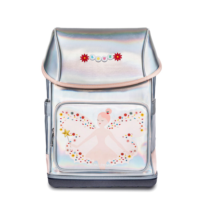 Metallic Ergomaxx Magic Elf ergonomic backpack by Jeune Premier with fairy illustration for girls from first grade