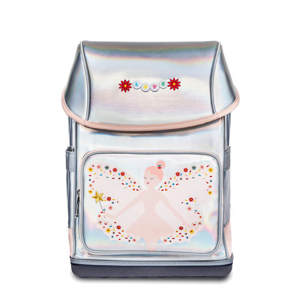 Metallic Ergomaxx Magic Elf ergonomic backpack by Jeune Premier with fairy illustration for girls from first grade