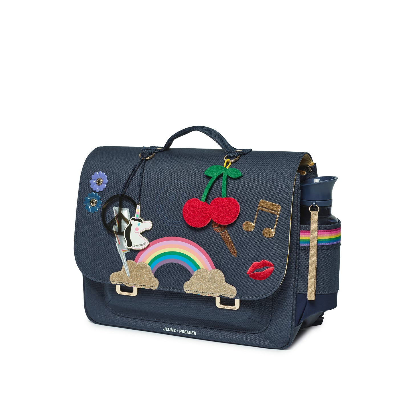 Jeune Premier It Bag Midi Lady Gadget Blue – side view with water bottle pocket