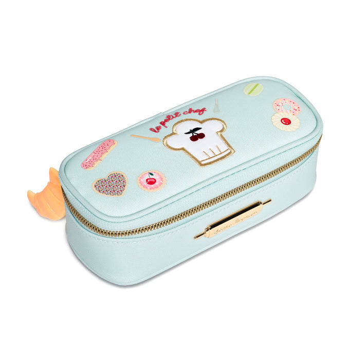 Open Pencil Box Le Petit Chef showing elastic pen holders and spacious interior compartment