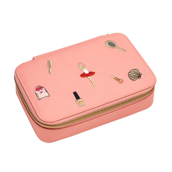 Jewellery Box Pink filled pencil case closed view - elegant pink jewelry box design by Jeune Premier